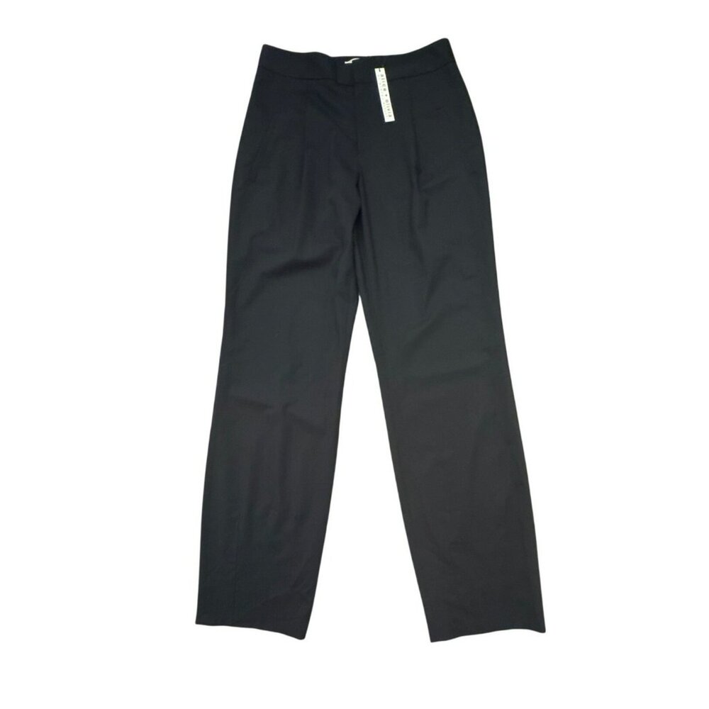 Alice + Olivia Stacey Bendet Black Virgin Wool Straight Leg Dress Pants 8 NWT